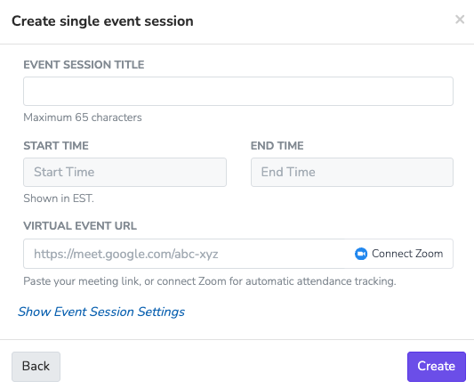 Add Session Form