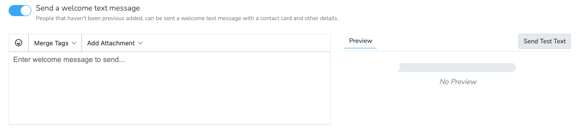 Welcome Text Option